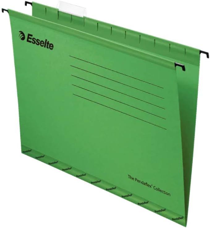 Esselte 90337 Classic Reinforced Suspension File, Foolscap, Tabs Included, Green, Pack of 25, 360 x 240 mm - Image 2
