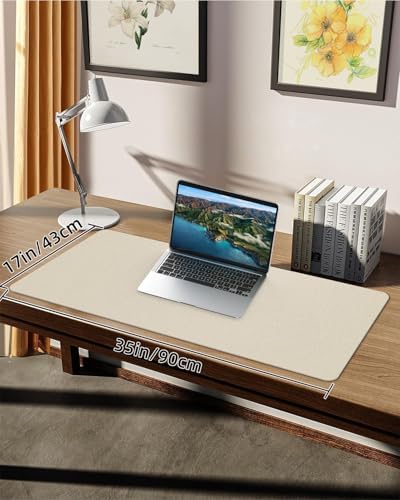 PULeather Non-Slip Desk Mat, Large Mouse Pad & Laptop Desk Pad - Waterproof Writing Pad for Office & Home (Beige, 35.4" x 17") - Image 7