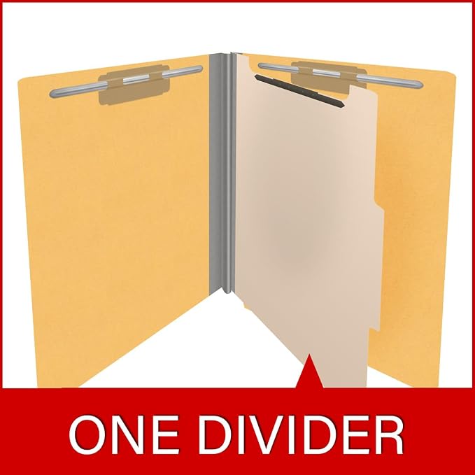 Ecom Folders Heavy Duty Top Tab Classification Folders | Letter Size 18 Pt Stock with 1 Divider | 2/5 Cut Right Position Tab for Medical, Legal and Office Documents | Yellow, Box of 10 - Image 8