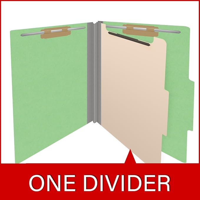 Heavy Duty End Tab Color Folders, 2/5 Cut ROC Top Tab, Letter Size, 1 Divider, Green (Box of 10) - Image 8