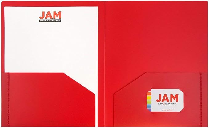 JAM PAPER Heavy Duty Plastic 2 Pocket Extra Tough School Folders - Assorted Primary Colors - 6/Pack - Image 9