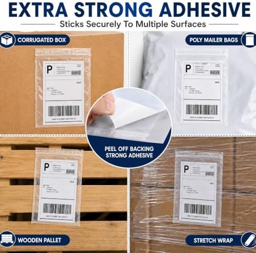 Glenmal 100 Pcs 6.7" x 10" Resealable Packing List Envelopes Clear Self-adhesive Shipping Label Sleeves with Zipper Waterproof Packing List Envelopes for Documents Mailing Labels Invoices Pack Slip - Image 7