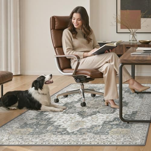 36"x48" Office Chair Mat for Hardwood Floor, Non-Slip Washable Grey - Image 7