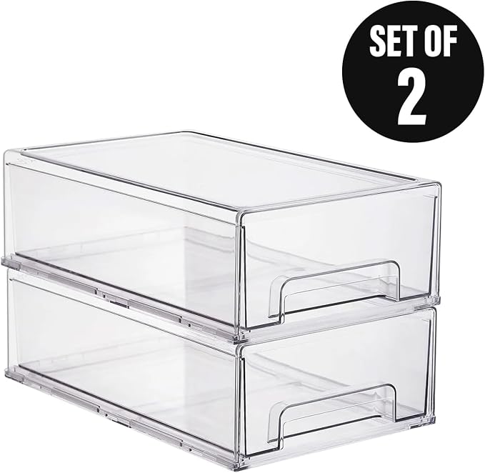 Clear Plastic Storage Drawer Organizer Bins, Perfect for Kitchen Organization or Pantry Organization and Storage, Fridge Drawer Organizer Bins, Pantry Storage and Organization Bins - Image 7