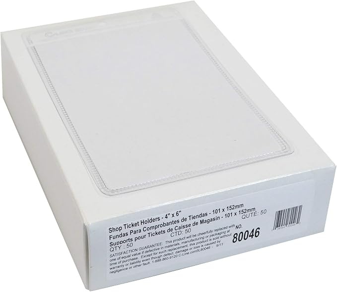 C-Line Vinyl Shop Ticket Holders, Both Sides Clear, 4 x 6 Inches, 50 per Box (80046) - Image 2