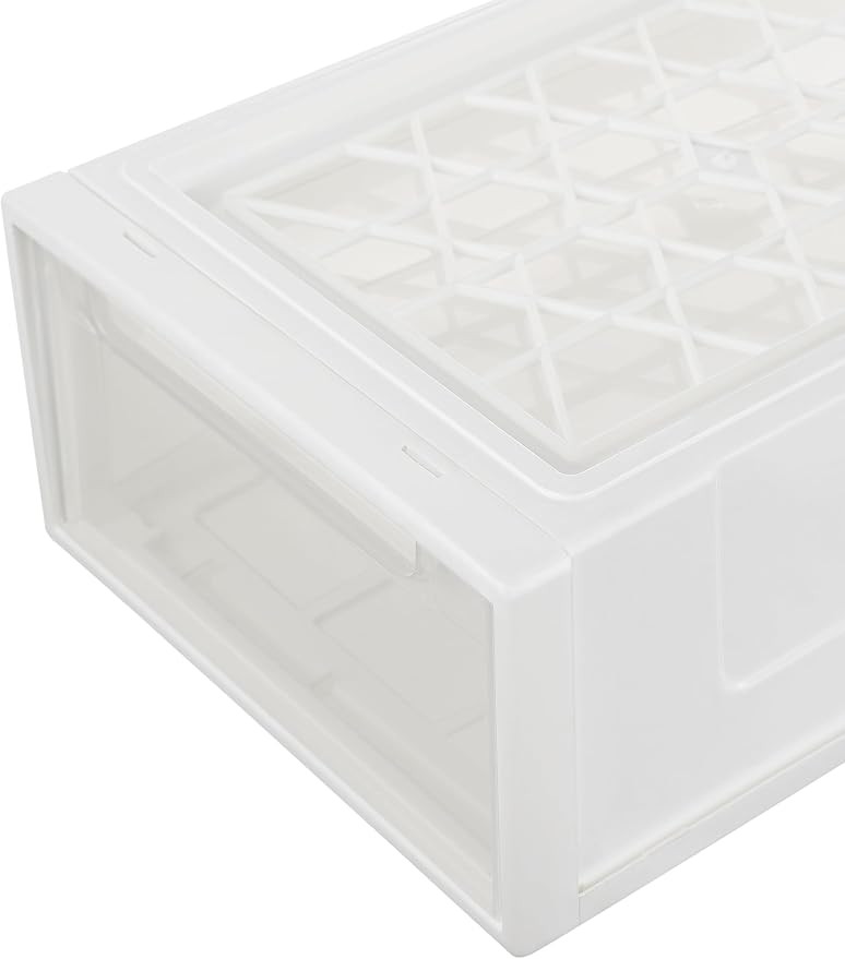 Cetomo 14L*3 Plastic Storage Drawers Unit, Office Desk Organizers, Drawer Organizer, Storage Box, Stackable Tower for Desktop, Bedroom, Dorm, Cosmetics, Durable PP, BPA Free, White & Clear, 14L-3 Pack - Image 7
