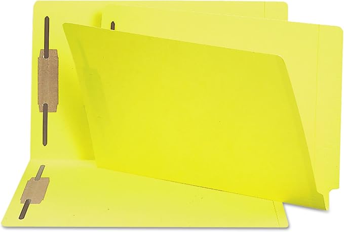 Smead End Tab Fastener File Folder, Shelf-Master® Reinforced Straight-Cut Tab, 2 Fasteners, Legal Size, Yellow, 50 per Box (28940) by SMEAD