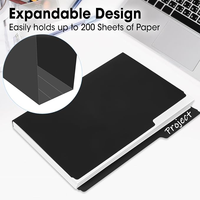 120 Pack File Folders 8.5 x 11 Inch, 1/3 Cut Tab Black File Folders Letter Size, School Business Office Filing Folder for Document, Black - Image 6