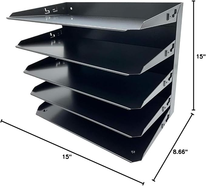 Huron Desktop Horizontal 5-Slot Legal File Binder Organizer Storage Letter Tray, Black Commercial Grade Steel - Image 6