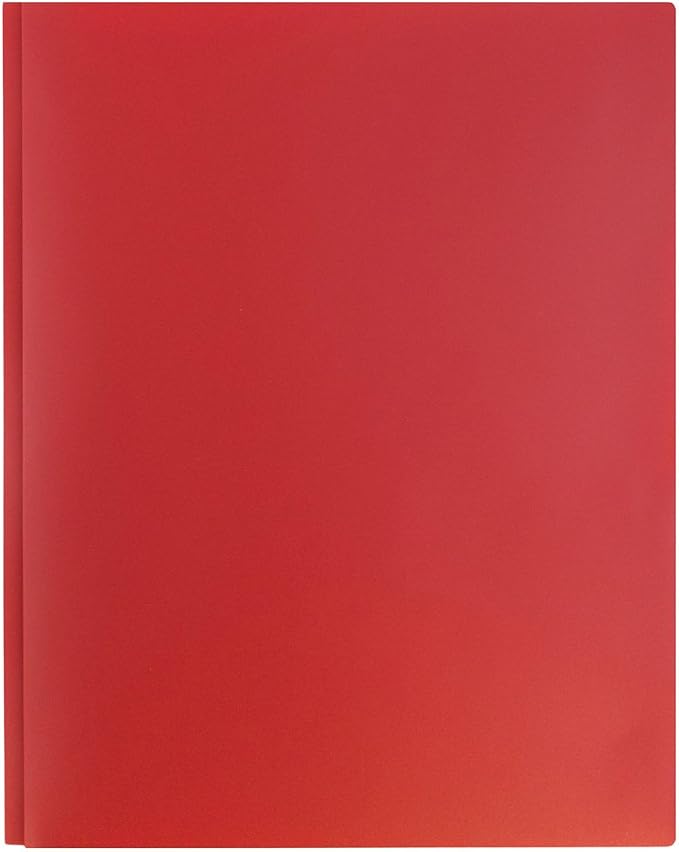 JAM PAPER Plastic Color POP Folders - 2 Pocket Durable Folders with Metal Prongs Fastener Clasps - Red - Bulk 96/Pack - Image 5
