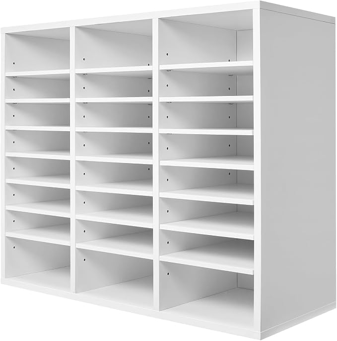 VEVOR Literature Organizer, 24 Compartments Office Mailbox with Adjustable Shelves, Wooden Mailbox Sorter Medium Density Fiberboard Office Home Classroom Storage for Files, Documents, Papers, White - Image 9