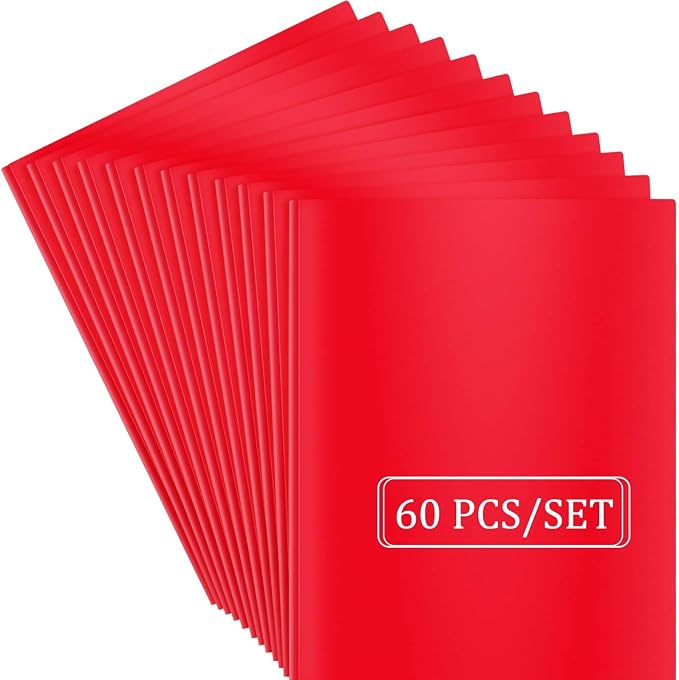 Heavy Duty Plastic Folder, 60 Pack, Pocket Folder with brads, Letter Size Poly File, Plastic Folders with 3 Prongs Fasteners - Red - Image 7