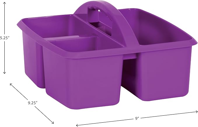 Teacher Created Resources Purple Portable Plastic Storage Caddy 6-Pack for Classrooms, Kids Room, and Office Organization, 3 Compartment - Image 5