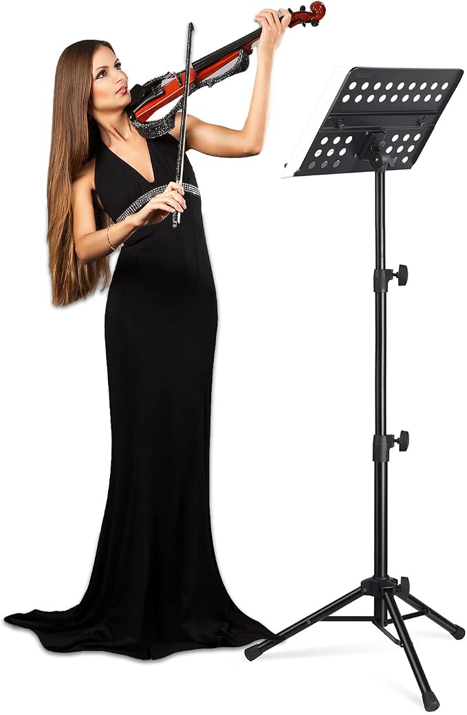 Vekkia 70 - inch Metal Professional Portable Perforated Sheet Music Stand | Folding Adjustable Holder/with Carrying Bag/Sturdy for Instrumental Performance, Band & Travel - Image 6
