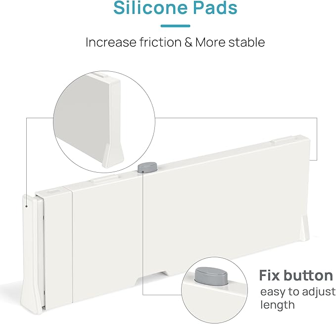 Vtopmart Drawer Dividers for Clothes 4 Pack, Adjustable 4" High Expandable from 11.6"-17" Dresser Drawer Organizer, Plastic Drawers Separators for Dresser, Baby Clothes, Kitchen and Office Storage - Image 8