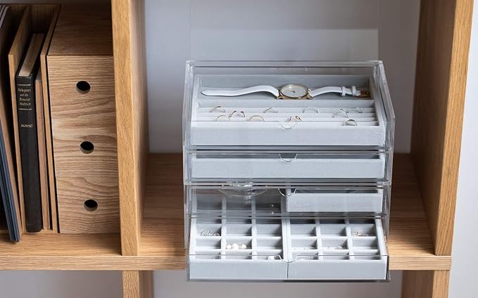 MUJI Acrylic Stackable 2 Drawer Sorage Case with Lid, Small, 17.5 cm Width x 13 cm Depth x 9.5 cm Height - Image 12