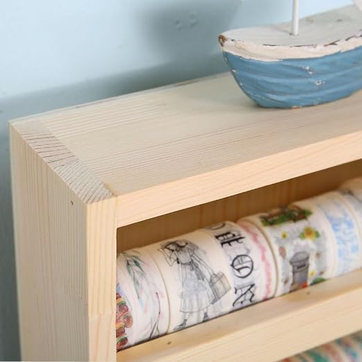 6 Layers Wood Washi Tape Box Organizer Storage with Hanging Hook,Masking Tape Desktop Tape DIY Sticker Roll Tape Cutter Holder Storage,Divider Closet Container Holder for Sewing,Thread - Image 7