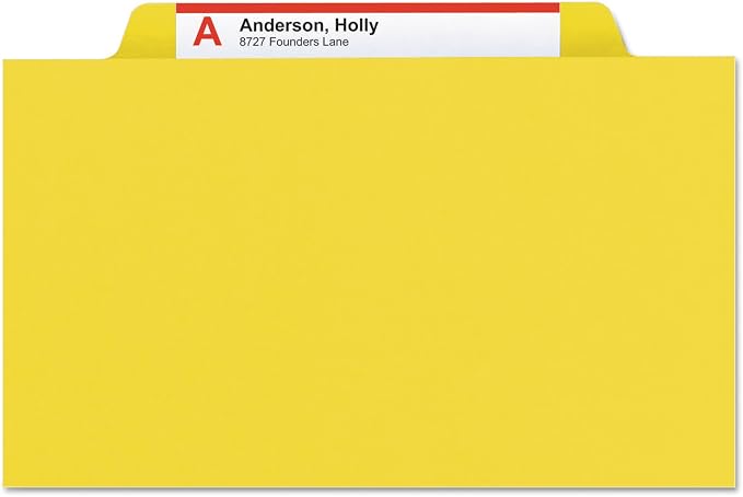 Smead Pressboard Classification File Folder with SafeSHIELD Fasteners, 1 Divider, 2" Expansion, Legal Size, Yellow, 10 per Box (18734) - Image 9