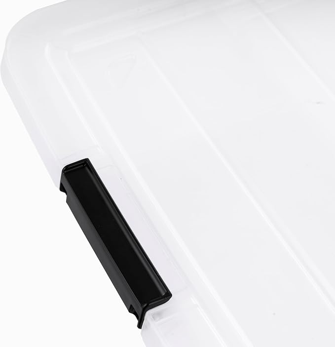 IRIS USA 6-Pack 18 Quart Clip Box with Latching Lid | Latching lid secures office and household supplies. Stackable, nestable design maximizes storage space - Image 8