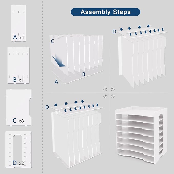 SONGWAY Large File Organizer for Desk - 8 Tier Legal Size Paper Storage Holder, File Sorter, Letter Mail Tray, Desktop Paper Storage Organizer for Home Office School - Image 8