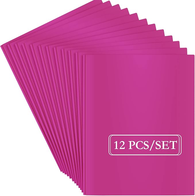 ViVin 12 Pack Plastic Folders with Pockets and Prongs, Heavy Duty 2 Pocket Folders with 3-Prong Fasteners, Poly File Holds 8-1/2" x 11" Paper for School Office Home (Purple) - Image 7