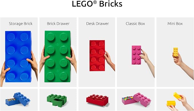 LEGO Storage Brick 8 12.1 L Storage Box with Lid DARK STONE GREY | LEGO Brick Storage Box Stackable Organizer Toy, Desk & Shelf Storage 12.1 L Capacity Brick Size 8 - Image 6