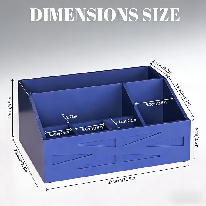 Wood Mail Organizer Countertop,Farmhouse Desk and Kitchen Countertop Storage, Letter Sorter, Desk Mail and Bill Organizer, Desktop File and Paper Holder (Blue) - Image 6