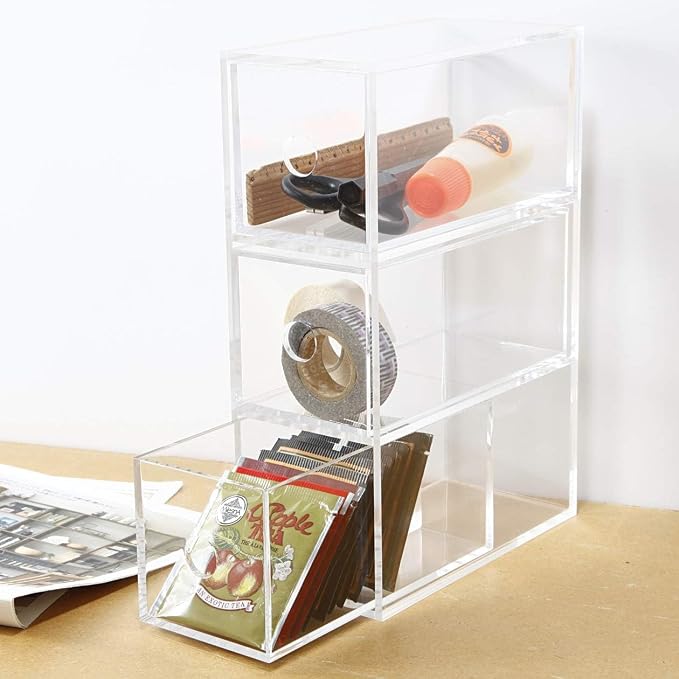 Muji Acrylic 3-Drawer Storage Box, 8.7 cm Width x 17 cm Depth x 25.2 cm Height - Image 11