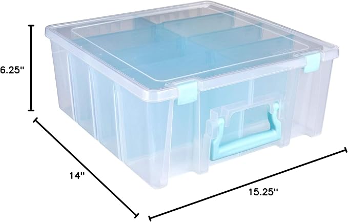 ArtBin 6990SA Super Satchel Double Deep with Removable Dividers, Large Portable Art & Craft Storage with Handle, Translucent/Aqua Mist - Image 8