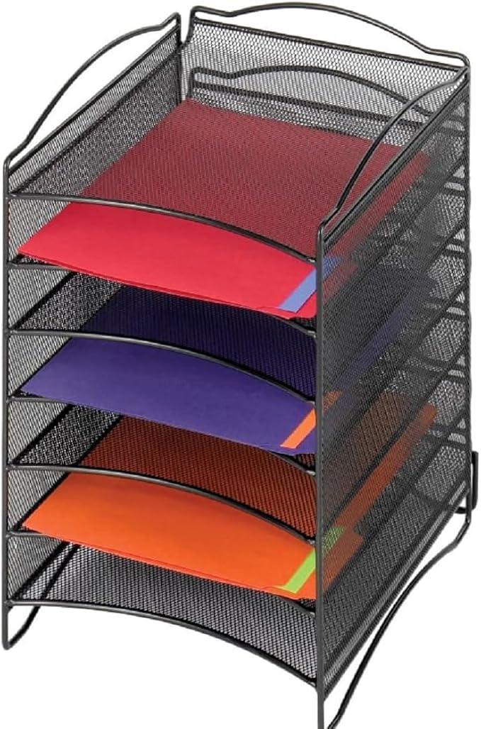 Safco Onyx Mesh Steel Literature Organizer, 6 Compartments, Black | Increase Efficiency & Convenience in Home, Office & Classrooms|Desktop or Tabletop by SafcoProducts