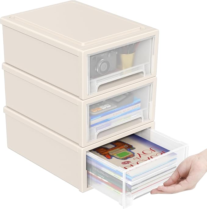 Asking 12 Quart Stacking Drawer, Plastic Storage Drawer Unit, 3-Pack | Stackable Structure, Sturdy Plastic Frame, Space Saving Design, Suitable for Office, Bedroom & Closet Storage - Image 8