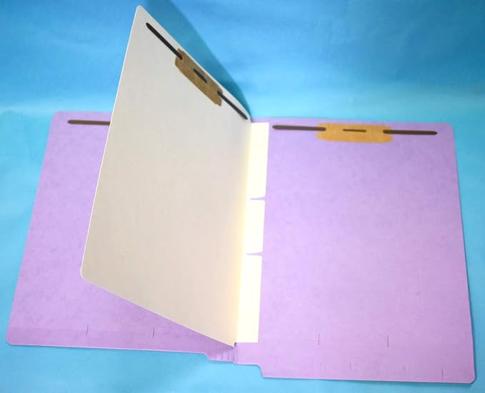Lavender Classification Folders - 11pt, 1 Divider, 4 Top Fasteners, 3/4" Expansion, End Tab, Box of 40 by Colortrieve
