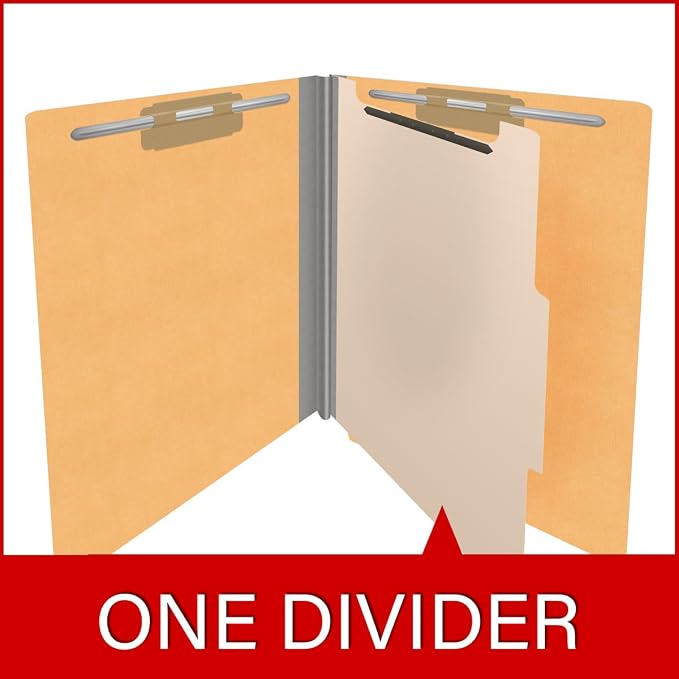 Ecom Folders Heavy Duty Top Tab Classification Folders | Letter Size 18 Pt Stock with 1 Divider | 2/5 Cut Right Position Tab for Medical, Legal and Office Documents | Gold, Box of 10 - Image 8
