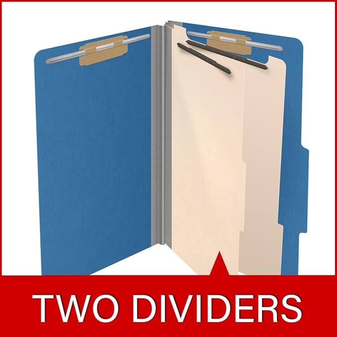 25 Pt. Pressboard Classification Folders, 2/5 Cut ROC Top Tab, Legal Size, 2 Dividers, Royal Blue (Box of 10) - Image 8