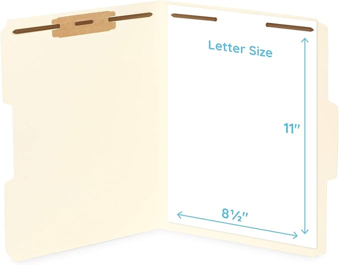 Blue Summit Supplies 50 Manila Fastener File Folders, Letter, 2 Prong | Durable 11pt manila paper, letter size, 1/3 cut reinforced tabs, bonded 2 prong fasteners, medical and office files - Image 6