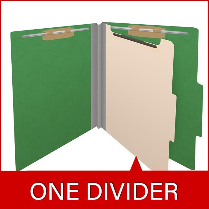 25 Pt. Pressboard Classification Folders, 2/5 Cut ROC Top Tab, Letter Size, 1 Divider, Moss Green (Box of 10) - Image 8