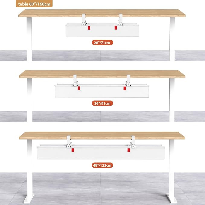 Univivi No Drill Under Desk Cable Management Tray, 48 inch Cable Management | Clamp/Screw Mount Desk Cable Organizer, Premium Fabric Cable Management Tray, Large Capacity Cord Management for Office, Home - Image 8