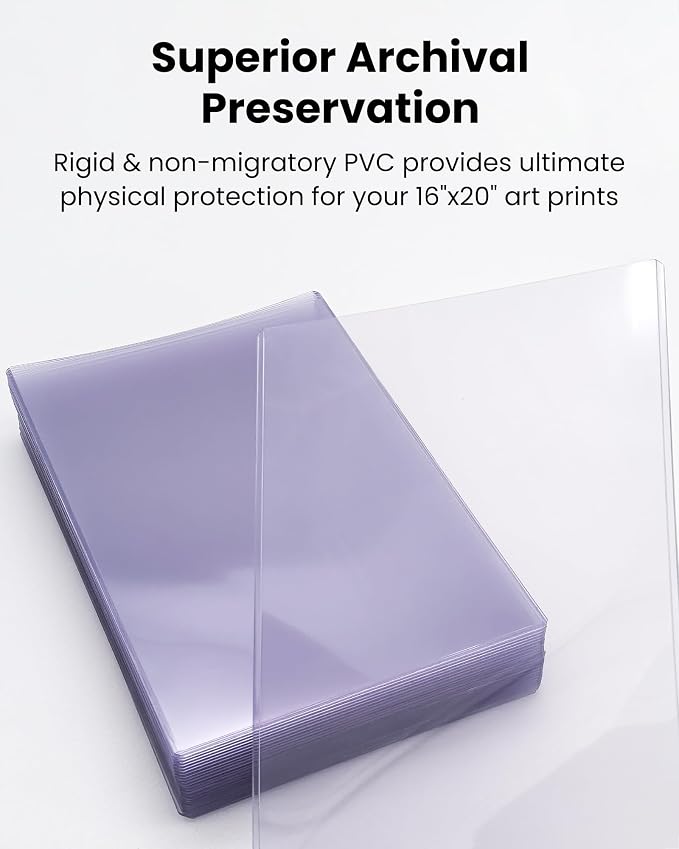 16x20 Toploader Poster Sleeves, 10 Pack Plastic Poster Sleeves 47PT | 15 Mil Rigid PVC Plastic Poster Protectors for Art Prints, Photos, Documents, Display & Storage, Blue Tint & Protective Film - Image 7