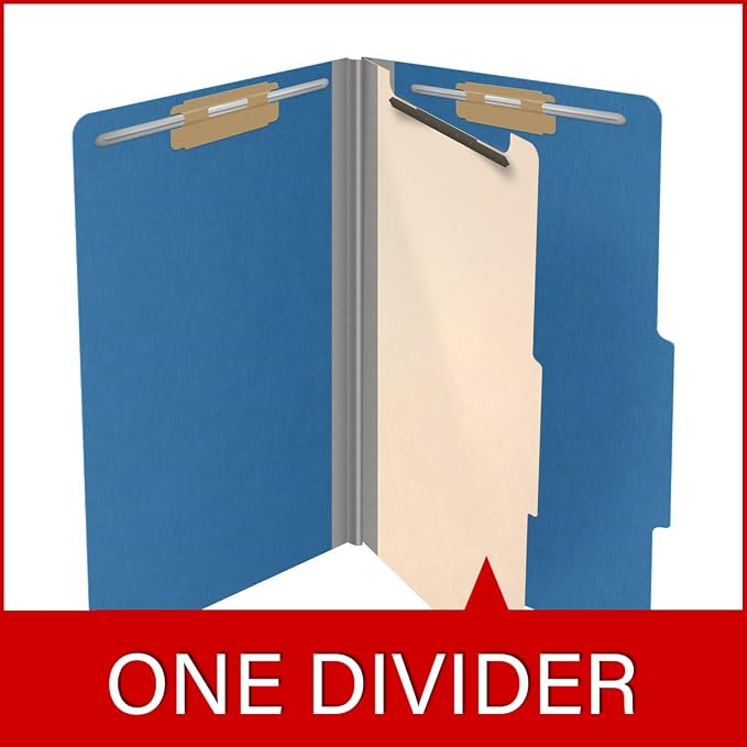 25 Pt. Pressboard Classification Folders, 2/5 Cut ROC Top Tab, Legal Size, 1 Divider, Royal Blue (Box of 10) - Image 8