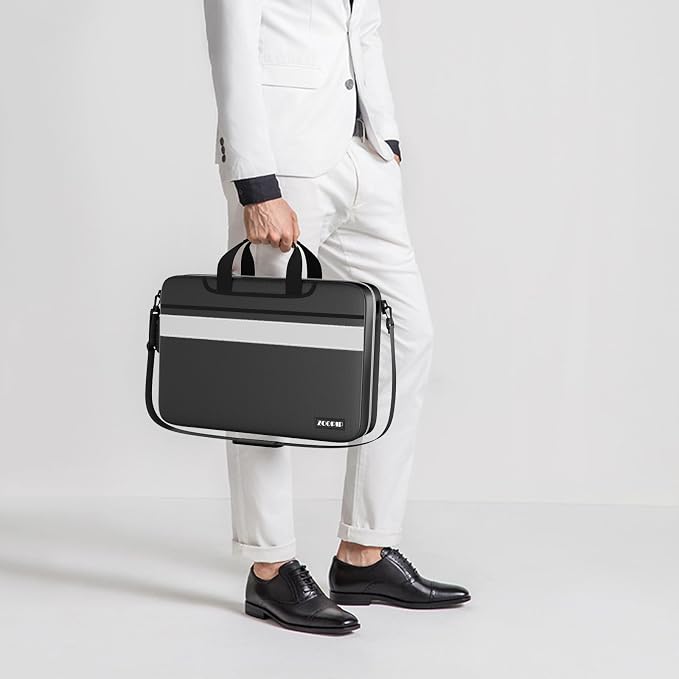 Accordion File Organizer with Lock, Fireproof Document Bag, Black | 13-Pocket Expanding Folder, Portable Safe Storage for Letter/Legal Size Document, White Reflective Strip, 16.1"×4.3"×12.6" - Image 6