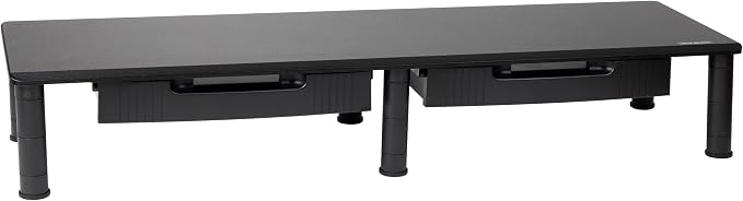 Mind Reader Dual Monitor Stand, Height Adjustable, Desktop Organizer, Laptop Riser, Office, 38.5"L x 11"W x 2.55-6.5"H, Black - Image 7