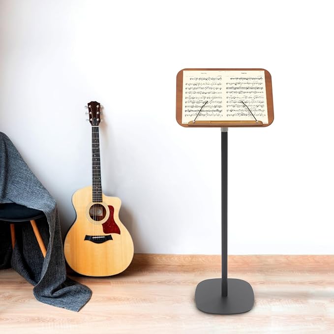 Sheet Music Stand & Desktop Book Stand, Music Book Holder Stand,Wooden Portable Sheet Music Table Stand Height Adjustable from 31.5-51.2in with Book Stand Support - Image 8
