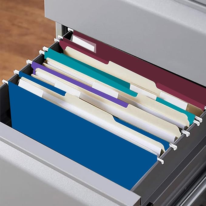 Hanging File Folders, RAZCC 60 Pack Reinforced Hanging Folders Legal Size, Designed for Bulky Files, Filing Cabinet, Adjustable Tabs, Assorted Colors - Image 7