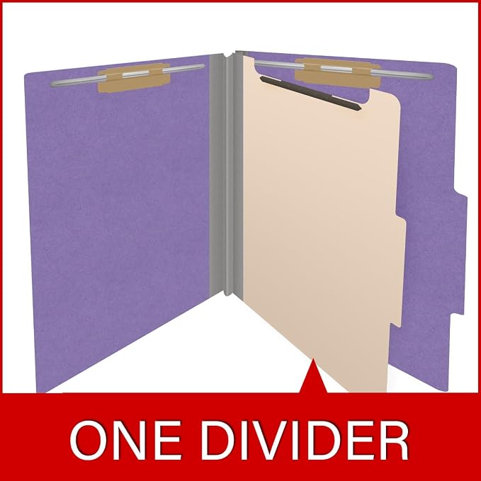Heavy Duty End Tab Color Folders, 2/5 Cut ROC Top Tab, Letter Size, 1 Divider, Purple (Box of 10) - Image 8