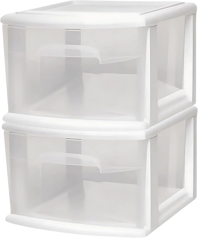 HOMZ 1 Drawer Storage Cart, Medium Plastic Container, White Frame, 2 Pack | 14.25" Wide Medium Tote with 1 Clear Drawer for Organizing Bathrooms, Bedrooms, Home Offices, Closets, and Dorm Rooms - Image 9
