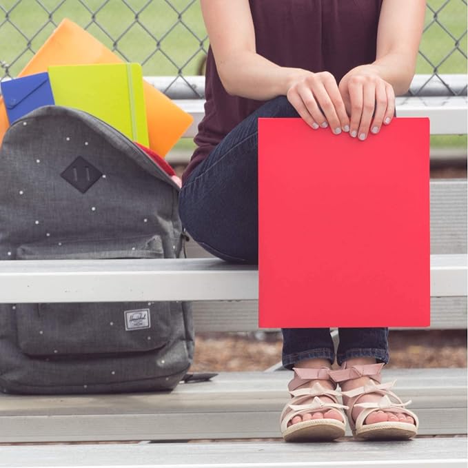 JAM PAPER Heavy Duty Plastic 2 Pocket Extra Tough School Folders - Red - 6/Pack - Image 8