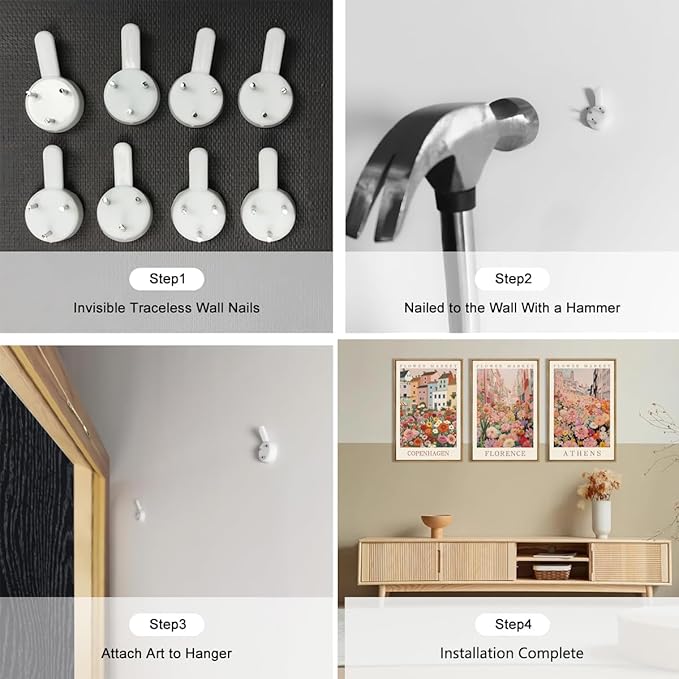 IARTTOP Large Framed Pink Matisse Canvas Wall Art 16x24 Inch Colorful Flower Market Wall Decor Boho Botanical Art Prints for Living Room Bedroom Office Set of 3