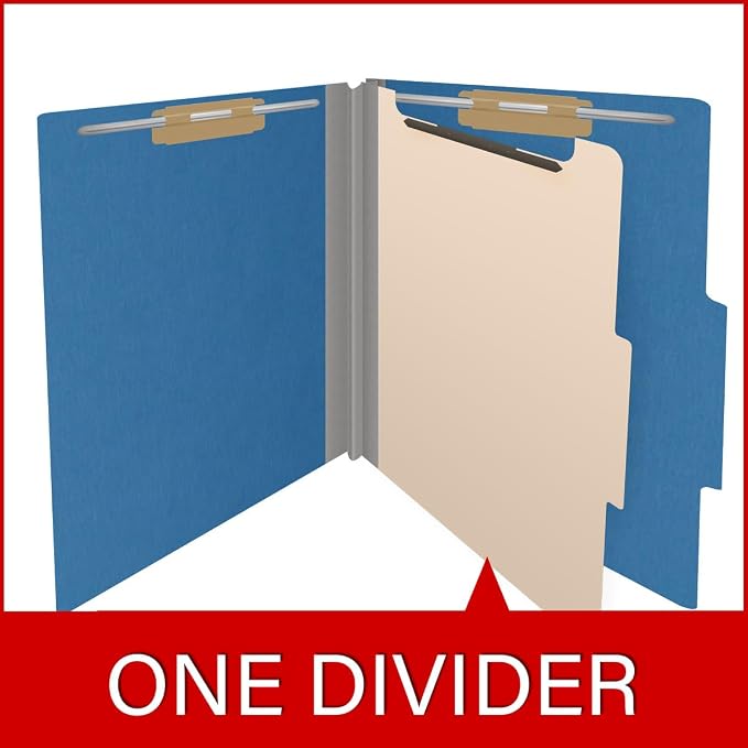 25 Pt. Pressboard Classification Folders, 2/5 Cut ROC Top Tab, Letter Size, 1 Divider, Royal Blue (Box of 10) - Image 8