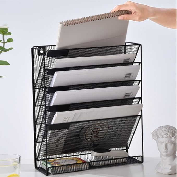 Kuntine.B 6-Tier Wall File Organizer Hanging File Organizer Cubicle Organizer Wall File Holder for Office Home, Black - Image 7
