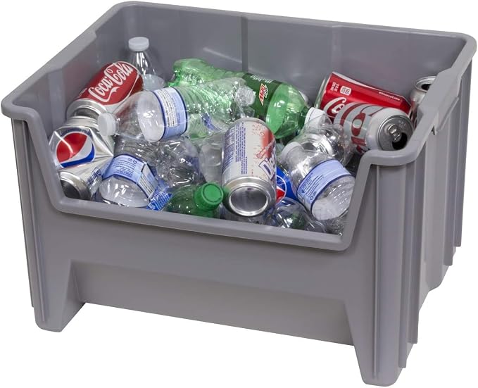Akro-Mils 13017 Stak-N-Store Stackable Storage Bins, Heavy Duty Garage Storage Containers, Open Front Plastic Organizer for Tools, Shelves, Closet Organizer, 15" x 20" x 12-1/2", Grey, 3-Pack - Image 7